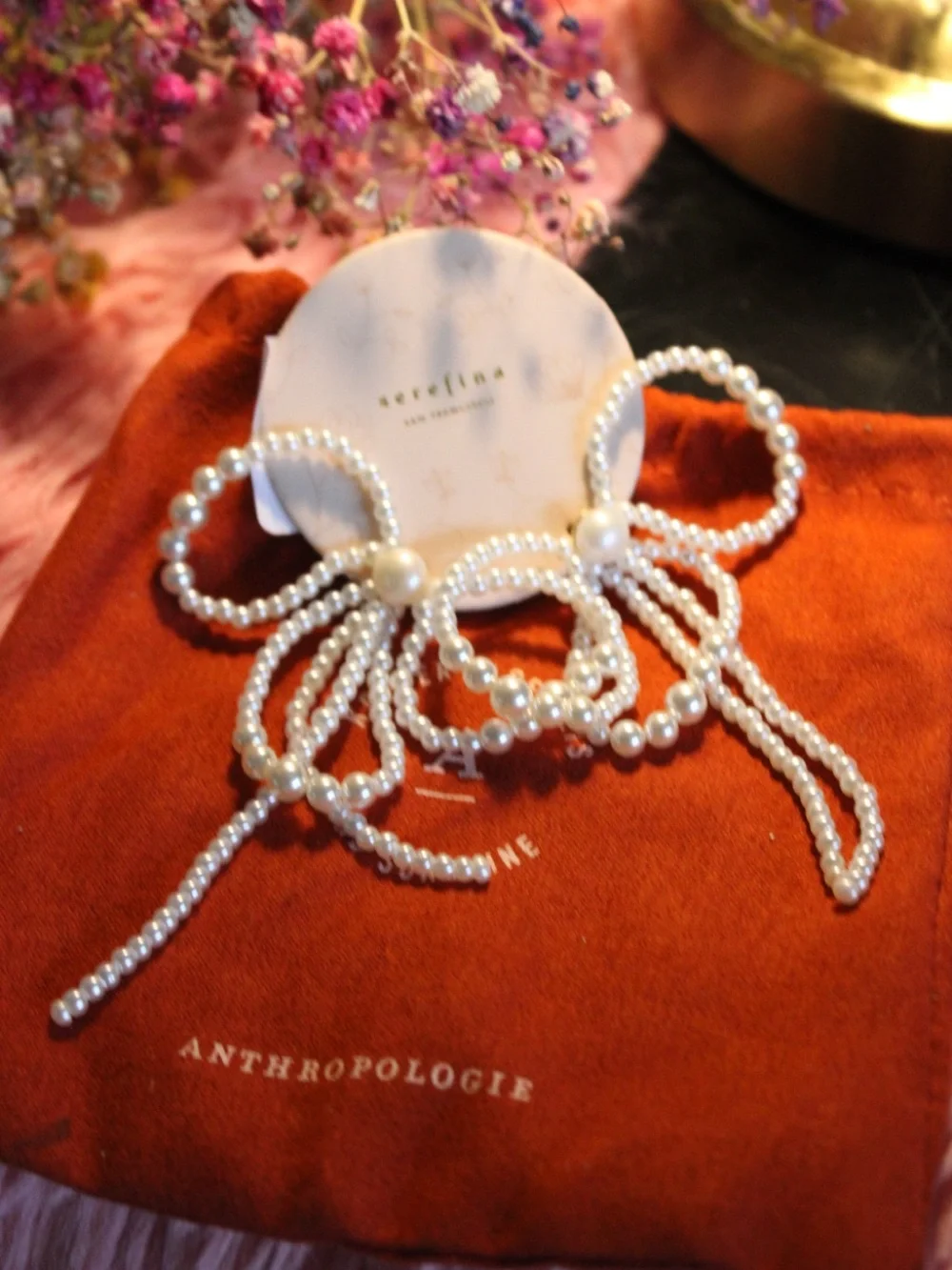 Anthropologie Pearl Bow Hair Clips in White